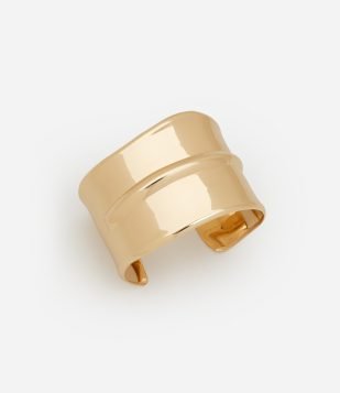 Bracelete em Metal Rígido com Detalhe em Relevo Dourado