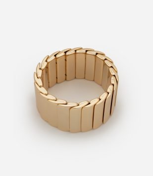 Bracelete em Metal com Elástico e Textura Sobreposta Dourado