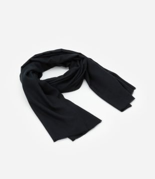 Cachecol Básico em Tricô com Barra Desfiada Preto