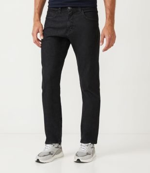 Calça Reta Jeans com Elastano Preto