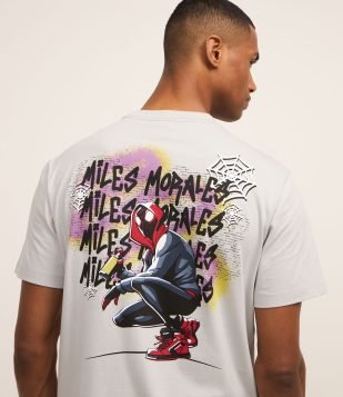 Camiseta Comfort em Algodão com Estampa Homem Aranha Branco