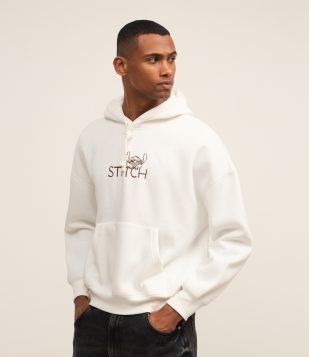 Casaco Boxy em Fleece com Estampa Stitch Branco