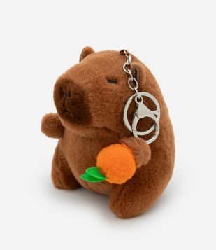 Chaveiro Infantil com Pelúcia de Capivara - Tam U Marrom