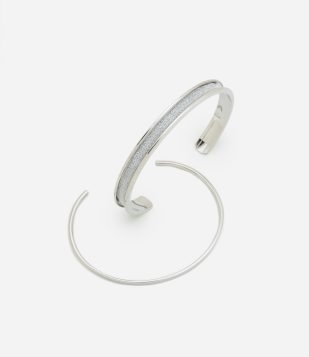 Kit 02 Braceletes com Revestimento Brilhante Prata