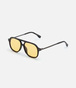 Óculos Aviador com Acabamento Fosco e Ponte Dupla Preto