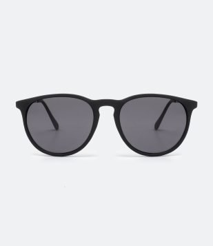 Óculos de Sol Redondo Emborrachado com Lente Fume Preto