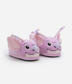 Pantufa Fechada Infantil com Bordado da Angel - Tam 29 a 36 Rosa