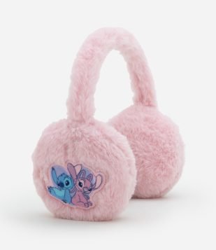 Protetor de Orelhas Infantil com Bordado Stitch e Angel - Tam Único Rosa