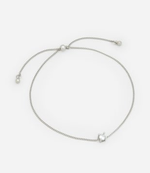 Pulseira Ajustável Básica Ponto de luz com Zircônia Folheado Prata
