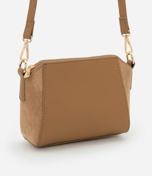 Bolsa Transversal com Fechamento por Zíper Caramelo