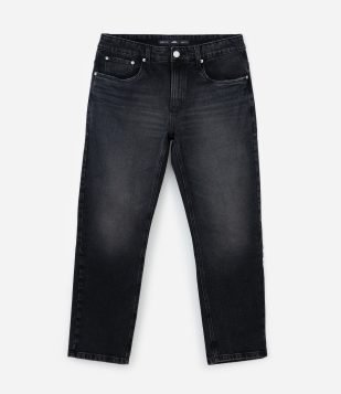 Calça Slim Cropped em Jeans Preto