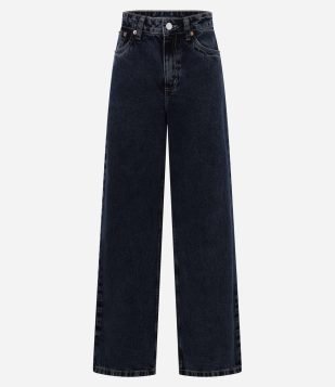 Calça Wide Leg em Jeans com Cintura Alta Azul