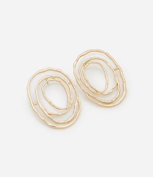 Maxi Brinco em Metal com Elos Martelados Dourado