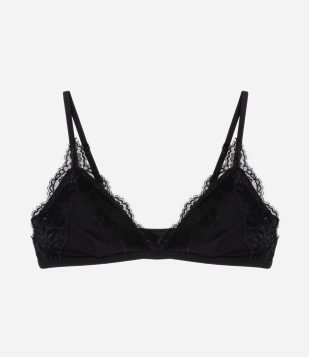 Sutiã Top em Microfibra com Detalhes em Renda e Bojo Removível Preto
