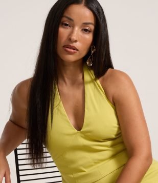 Blusa Curta em Bengaline Frente Única Amarelo