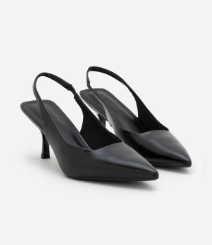 Sapato Scarpin Slingback com Salto Fino Preto