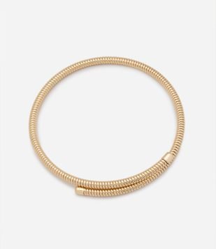Colar Choker de Mola com Textura Rabo de Rato Dourado
