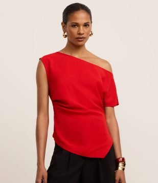 Blusa Alfaiatada com Decote Ombro Só Laranja