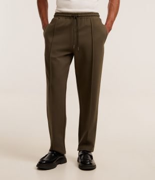 Calça em Moletom com Cós Elástico e Amarração Verde