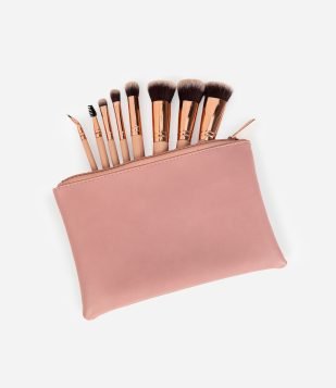Conjunto 08 Pincéis de Maquiagem com Nécessaire Alchemia Rosé