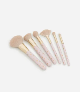 Kit 05 Mini Pincéis para Maquiagem Alchemia Rosa