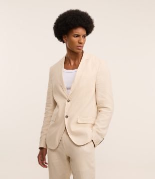 Paletó Social em Viscolinho com Meio Forro Bege