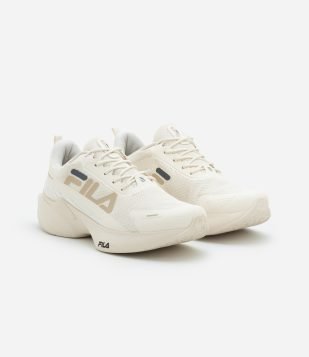 Tênis Jogging Esportivo com Recorte Contrastante FILA Bege