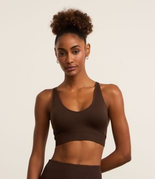 Top Esportivo em Seamless com Alças Reguláveis Marrom 2