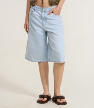Bermuda Jorts em Jeans com Bolsos Azul Claro