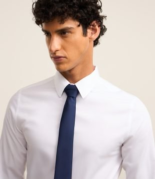 Gravata Clássica Acetinada com Textura Azul Escuro