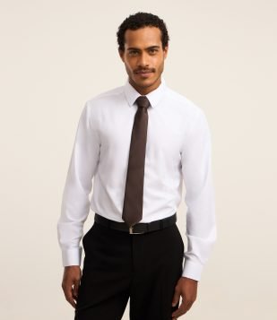 Gravata Clássica Acetinada com Textura Marrom