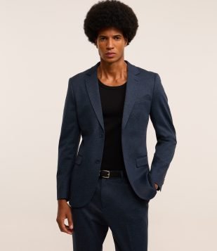 Paletó Alfaiatado em Viscose com Elastano Azul Marinho