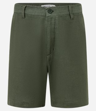 Bermuda Reta em Algodão Texturizada Verde