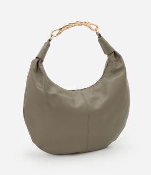 Bolsa Hobo Grande com Detalhe de Metal na Alça Boho Romântico Verde