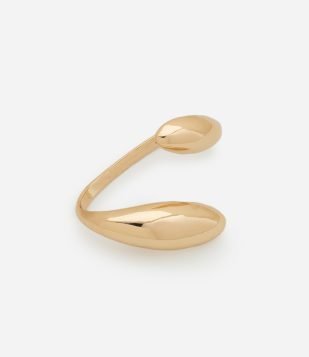 Maxi Anel em Metal de 3 Dedos Formato Gota Dourado