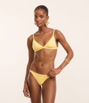 Biquíni Top Triângulo Fixo em Microfibra Básico Amarelo