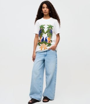 Blusa Regular em Algodão com Estampa Brazuca Off White