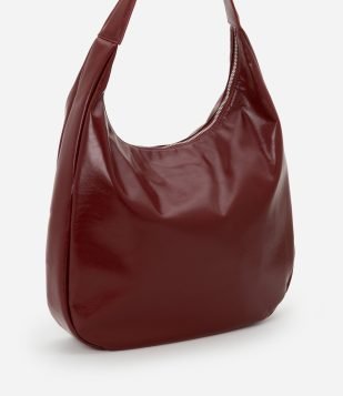 Bolsa Grande em PU com Efeito Brilhoso Bordô