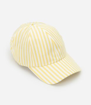 Boné Aba Curva com Listras em Fio Tinto Amarelo