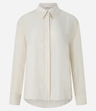 Camisa Acetinada com Efeito Amassado e Manga Longa Amarelo