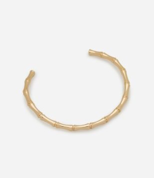 Gargantilha Rígida em Metal com Formato Bambu Dourado