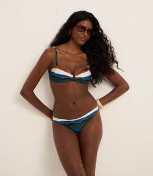 Biquíni Calcinha Básica em Microfibra com Estampa Aquarelada Multicores