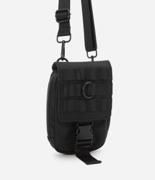 Bolsa Mini Bag com Bolso de Zíper e Fivela Tática Preto