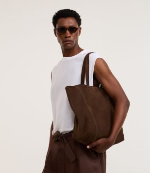 Bolsa Tote em Camurça Marrom Médio