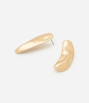 Brinco Pequeno Orgânico Assimétrico Dourado