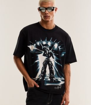 Camiseta Boxy em Algodão com Estampa Filho da Promessa Veigh Cinza