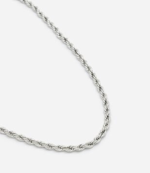 Colar Curto com Cordão Baiano Fino Prata