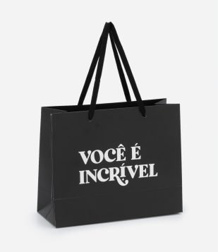 Embalagem de Presente Pequena com Estampa Você é Incrível Preto