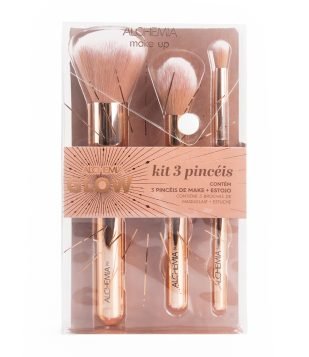 Kit Pinceis De Maquiagem Com Estojo Glow Alchemia Glow