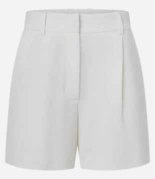 Short Alfaiatado Cintura Alta com Pregas e Lapela Off White